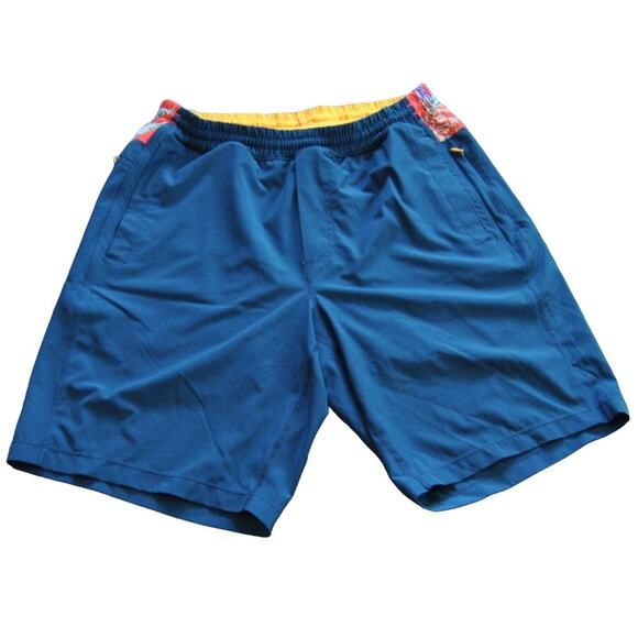 Birddog Boom Large Blue and Orange Tropical Pattern Shorts - Picture 1 of 8